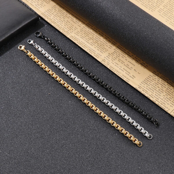 Trendy Simple Square Pearl Titanium Steel Bracelet Necklace For Men - Image 5