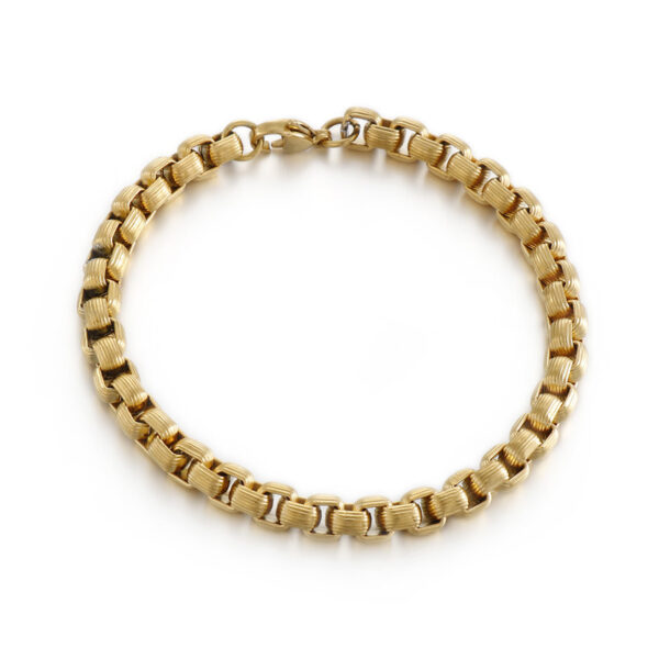 Trendy Simple Square Pearl Titanium Steel Bracelet Necklace For Men - Image 3